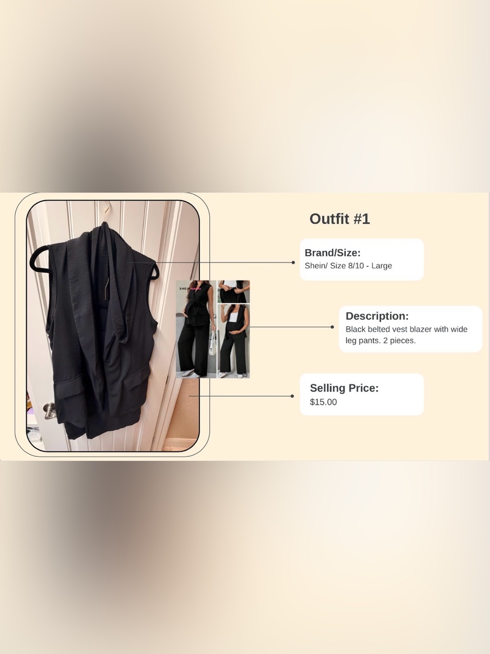 SHEIN Black Wide-Leg Vest & Pants Two-Piece Set